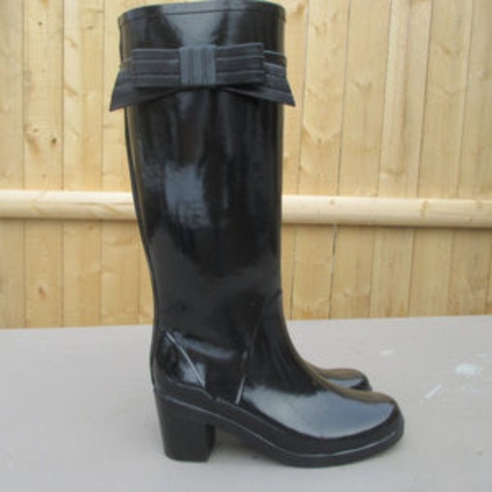 Kate Spade N.Y Bow Rubber Tall Rain Boots SIZE 6